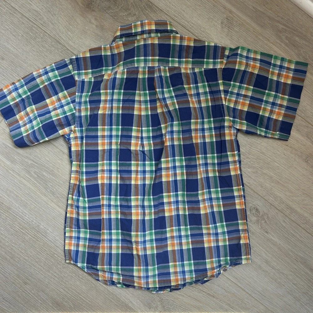 Ralph Lauren Short Sleeve Shirt Youth Kids Boys Size 7‎ Blue Orange  Green Plaid